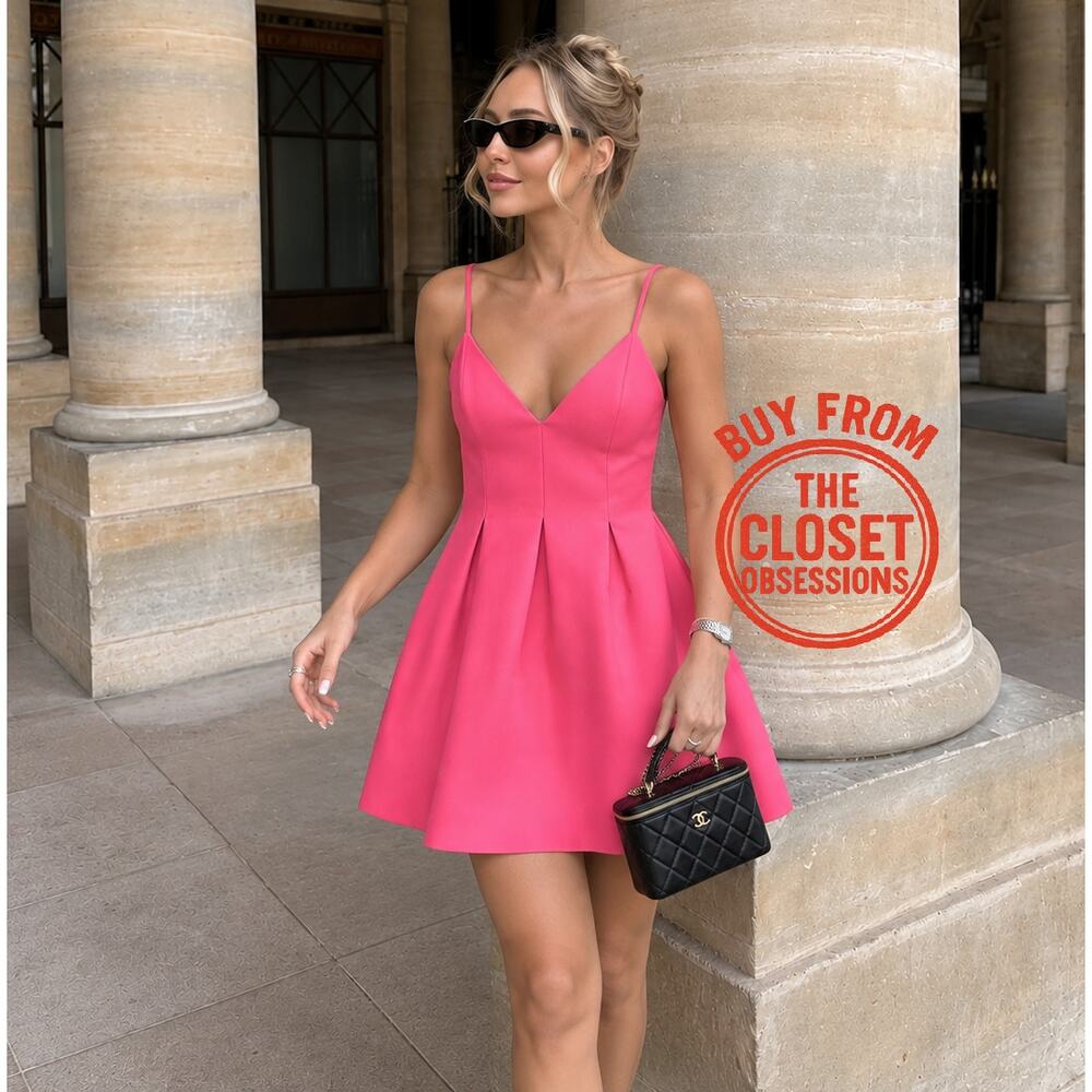 ZARA Pink Fuchsia Mini Dress NWT Fit Flare A Line Party Graduation Dress XL - Picture 9 of 16